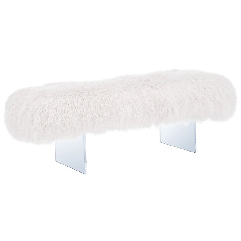 Pouf Gaetane in Pelle di Pecora con Gambe in Acrilico