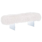 Pouf Gaetane in Pelle di Pecora con Gambe in Acrilico