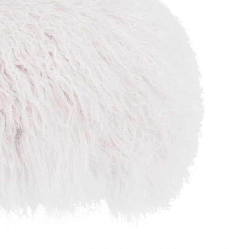 Pouf Gaetane in Pelle di Pecora con Gambe in Acrilico