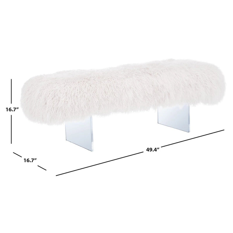 Pouf Gaetane in Pelle di Pecora con Gambe in Acrilico