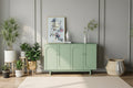 4-Door Wood Storage Cabinet with Legs and Adjustable Shelf