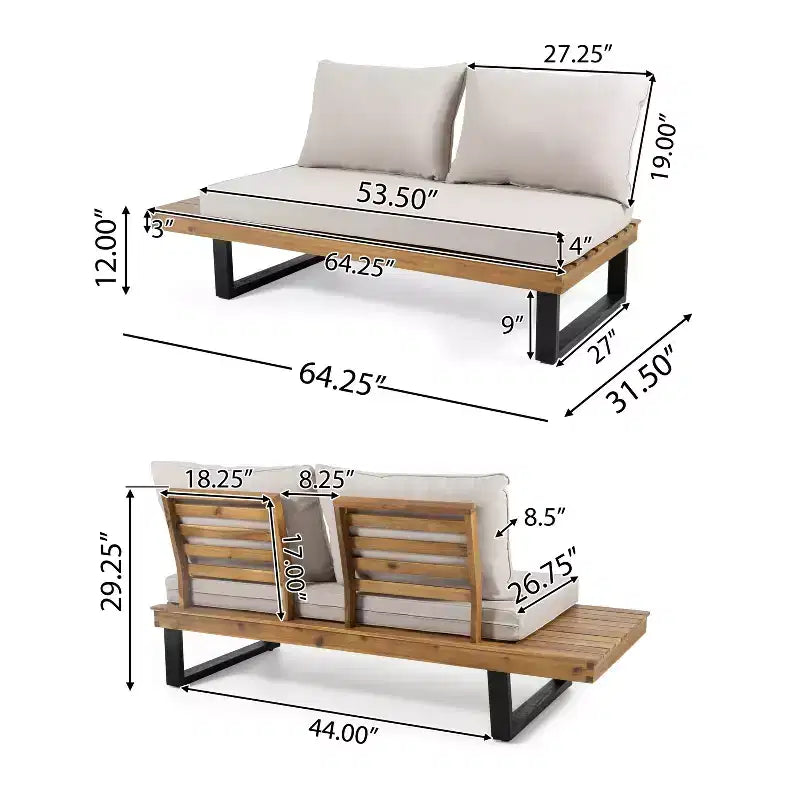 L-förmiges Outdoor-Ecksofa-Set, Garten-Lounge-Set mit Sitzgruppe und Couchtisch sowie wasserabweisenden Kissen - ModernLuxe