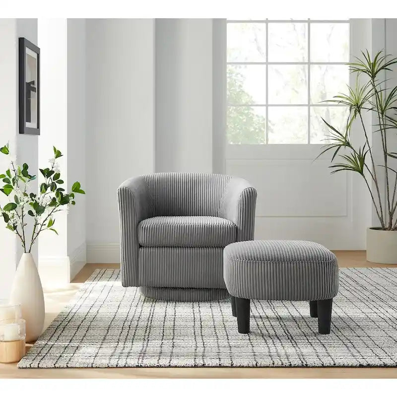 Poltrona girevole con poggiapiedi