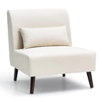 Poltrona senza braccioli con cuscino – Similpelle, struttura in legno