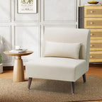 Poltrona senza braccioli con cuscino – Similpelle, struttura in legno