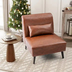 Poltrona senza braccioli con cuscino – Similpelle, struttura in legno