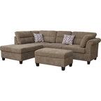 Divano componibile con chaise longue e pouf contenitore