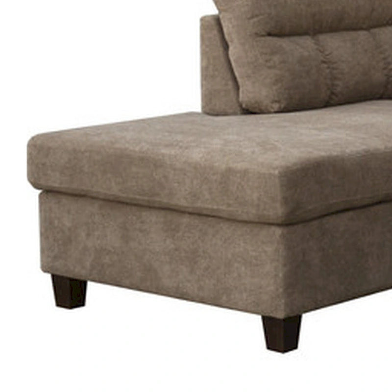 Divano componibile con chaise longue e pouf contenitore