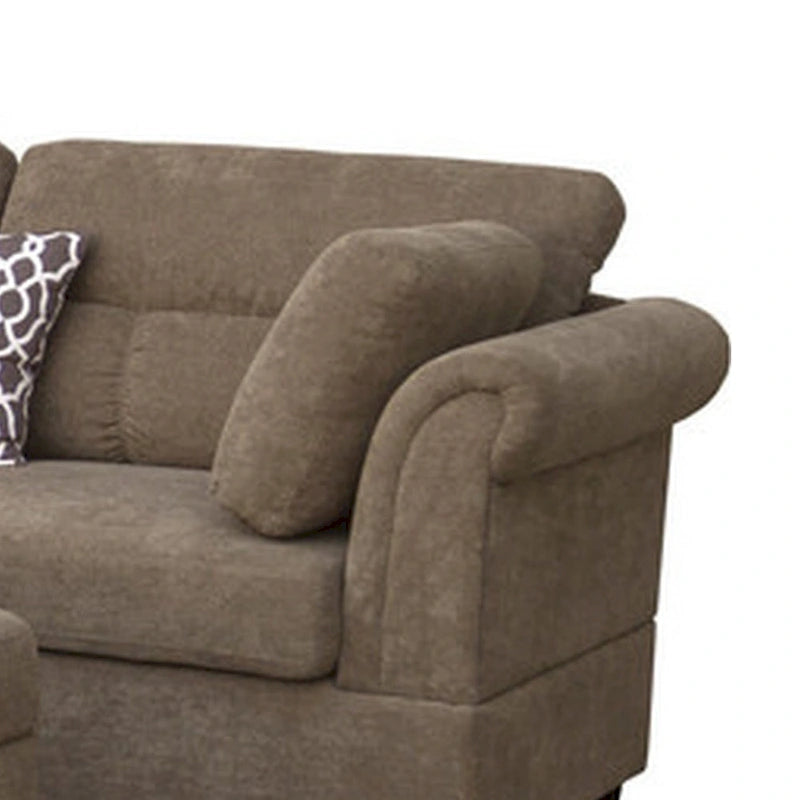 Divano componibile con chaise longue e pouf contenitore