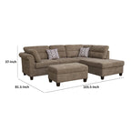 Divano componibile con chaise longue e pouf contenitore