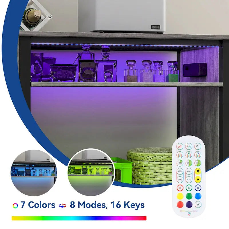 Mobile per acquario da 52 pollici per vasche da 55–75 galloni con striscia luminosa RGB
