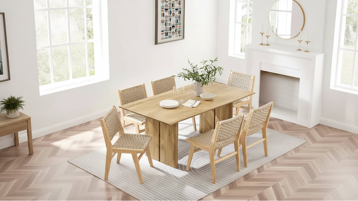 Tavolo da pranzo rettangolare in legno massiccio da 72 pollici