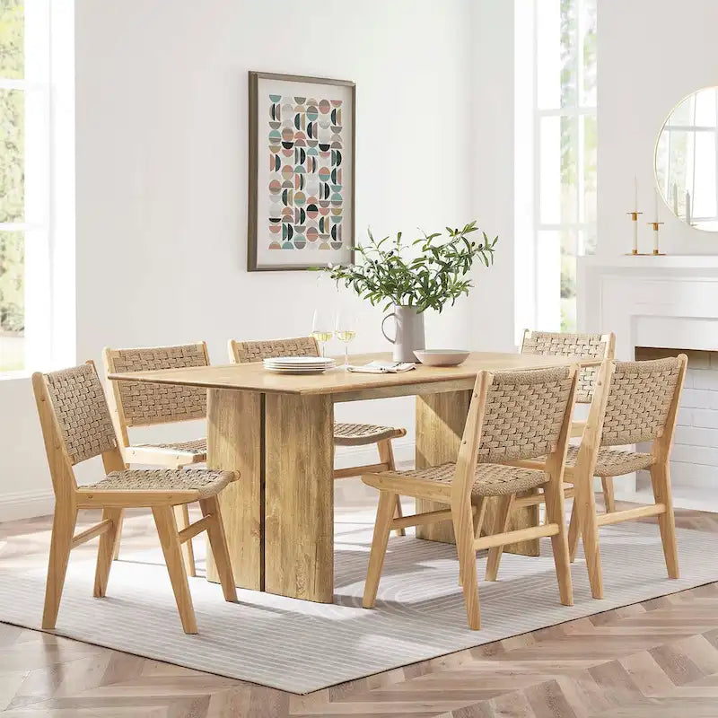 Tavolo da pranzo rettangolare in legno massiccio da 72 pollici