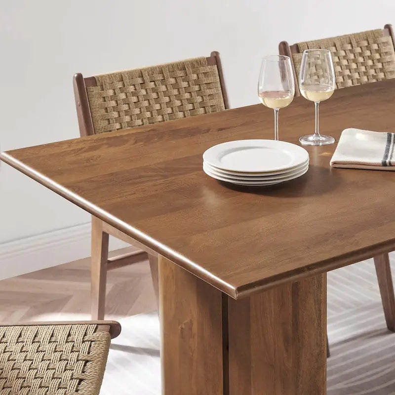 Tavolo da pranzo rettangolare in legno massiccio da 72 pollici
