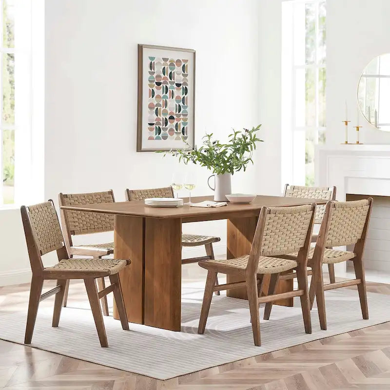 Tavolo da pranzo rettangolare in legno massiccio da 72 pollici