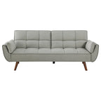 Divano Letto Futon Convertibile con Schienale Trapuntato e Gambe Affusolate, Tessuto Grigio