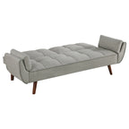 Divano Letto Futon Convertibile con Schienale Trapuntato e Gambe Affusolate, Tessuto Grigio
