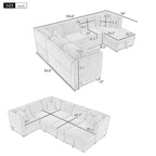 Divano letto componibile a U con chaise longue contenitore