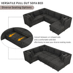 Divano letto componibile a U con chaise longue contenitore