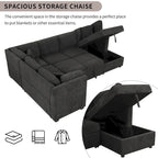 Divano letto componibile a U con chaise longue contenitore