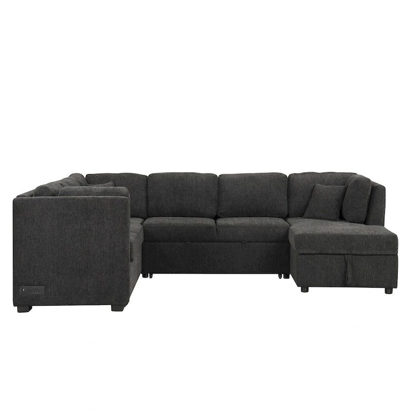 Divano letto componibile a U con chaise longue contenitore