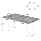 Tavolo da pranzo rettangolare per 4-6 persone, tavolo da cucina moderno da 160 cm con piano in finto marmo e gambe in metallo, grigio e oro