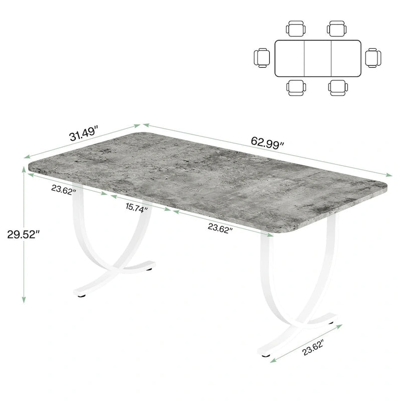 Tavolo da pranzo rettangolare per 4-6 persone, tavolo da cucina moderno da 160 cm con piano in finto marmo e gambe in metallo, grigio e oro