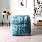 Pouf da 18" in misto poliestere blu