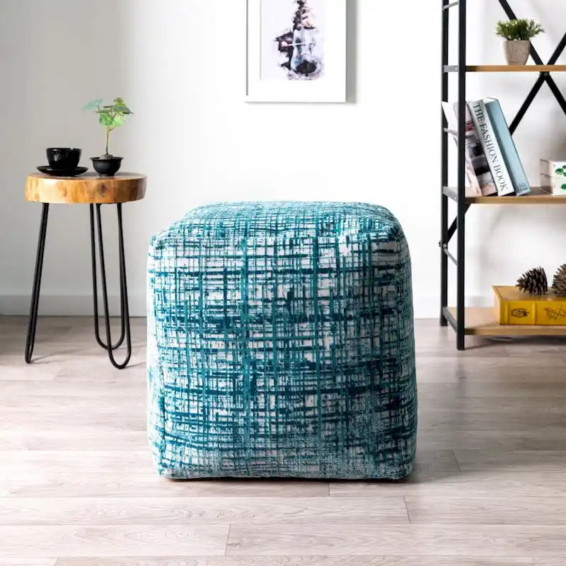 Pouf da 18" in misto poliestere blu