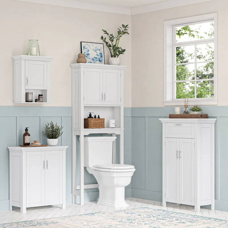 Mobile bagno da terra bianco con 3 ripiani