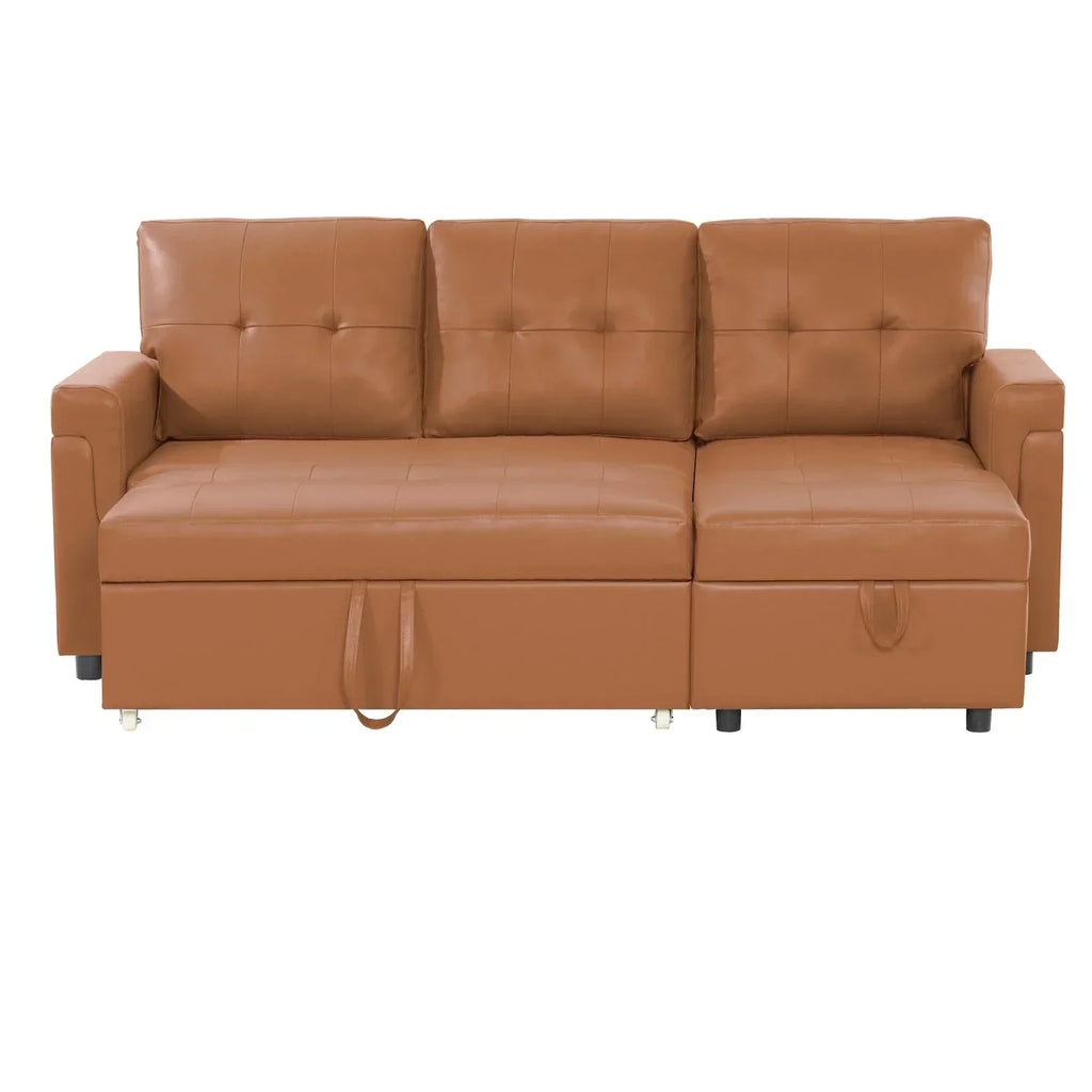 Canapé d’angle convertible et réversible avec lit escamotable, méridienne avec rangement dissimulé et pieds robustes