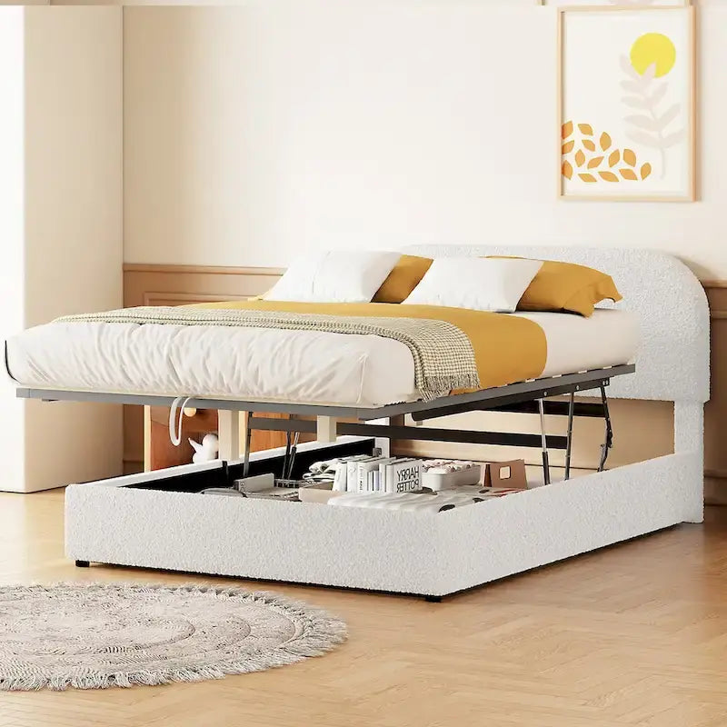 Letto imbottito con contenitore idraulico, misura matrimoniale