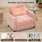 Canapé-lit convertible 3 en 1 avec réglage ajustable, fauteuil-canapé avec lit escamotable, lit pliant convertible pour le salon