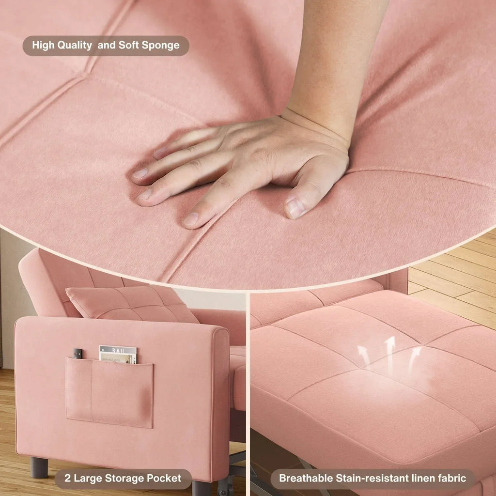Canapé-lit convertible 3 en 1 avec réglage ajustable, fauteuil-canapé avec lit escamotable, lit pliant convertible pour le salon