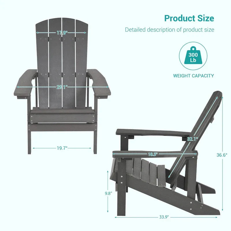 Bonosuki wetterfeste Adirondack-Gartenstühle aus Holz - Set aus 4