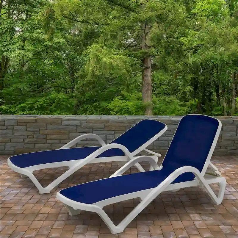 Plymouth Collection set van 2 verstelbare ligstoelen voor alle weersomstandigheden - 77 inches