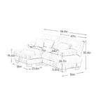 L-vormige loveseat, hoekbank van chenille met lendenkussens