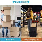 Acekool 2-in-1 klappbarer Transportwagen mit abnehmbarer wasserdichter Tasche, dickem Sitzpolster und verstellbarem rutschfestem Griff, Schwarz