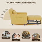 Canapé-lit convertible 3 en 1 avec réglage ajustable, fauteuil-canapé avec lit escamotable, lit pliant convertible pour le salon