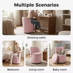 Swivel Vanity Chair with Storage, Upholstered Round Makeup Stool with Back, Soft Padded Barrel Accent Armchair for Bedroom & Living Room