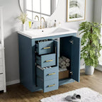 30 Badezimmer-Waschtischunterschrank mit einem Waschbecken, Schrank und 3 Schubladen ??Schwarz / Blau / Grün / Indigo / Weiß