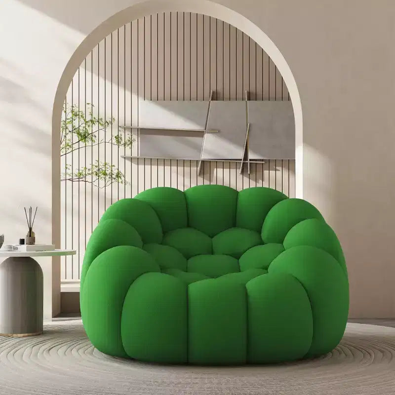 Bubble-vloerbank van 47 inch met gebogen ontwerp, 3D-zitzakstoel voor de woonkamer, groen