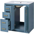 30 Badezimmer-Waschtischunterschrank mit einem Waschbecken, Schrank und 3 Schubladen ??Schwarz / Blau / Grün / Indigo / Weiß