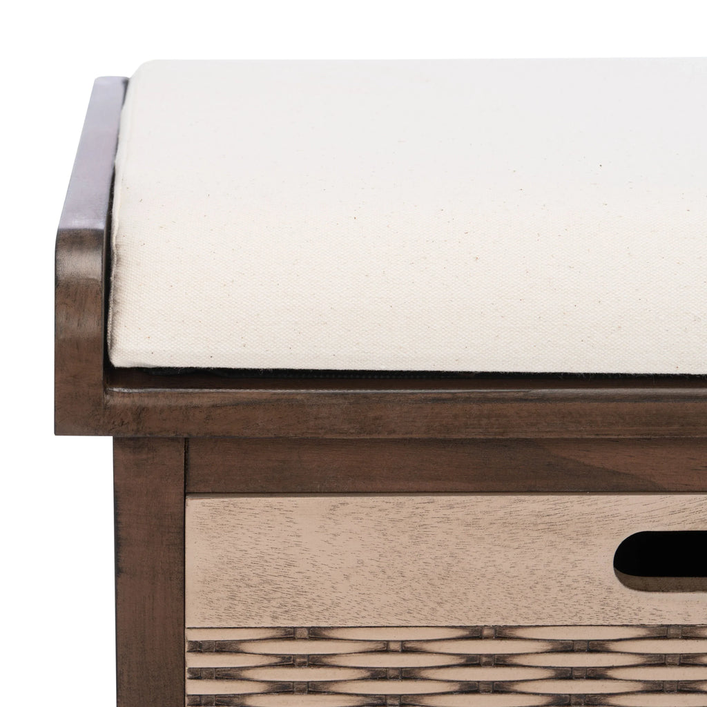 Banc de rangement SAFAVIEH Fiorello avec coussin et 3 tiroirs - 47.3 W x 15 L x 19 H - 47Wx15Dx19H