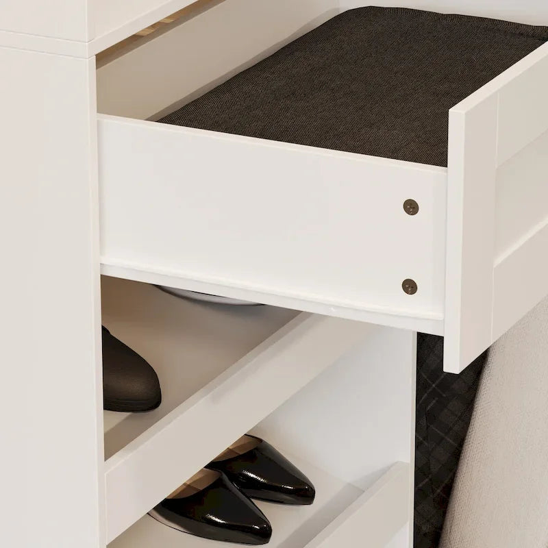 Armoire d’angle avec 2 tringles à vêtements, porte-pantalons et rangement à chaussures
