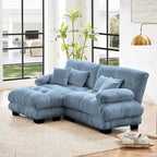 L-vormige loveseat, hoekbank van chenille met lendenkussens