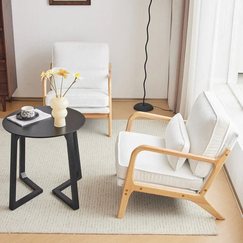 Tapicerowany fotel akcentowy w stylu mid-century modern