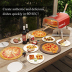 Multibrandstof-pizzaoven voor buiten, voor steenovenpizza, met gasbrander en houtbox - 12 inch
