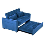 Modernes Ausziehsofa mit Schlaffunktion, 3-in-1-Schlafsofa mit verstellbarer Rückenlehne, Samt-Zweisitzer, Kissen und Seitentaschen
