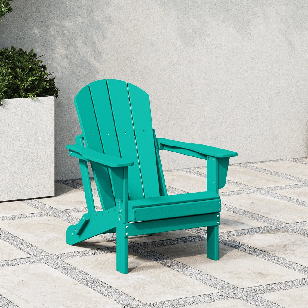 Polytrends Laguna, kleurvaste, weerbestendige, inklapbare Adirondackstoel voor buiten op het terras